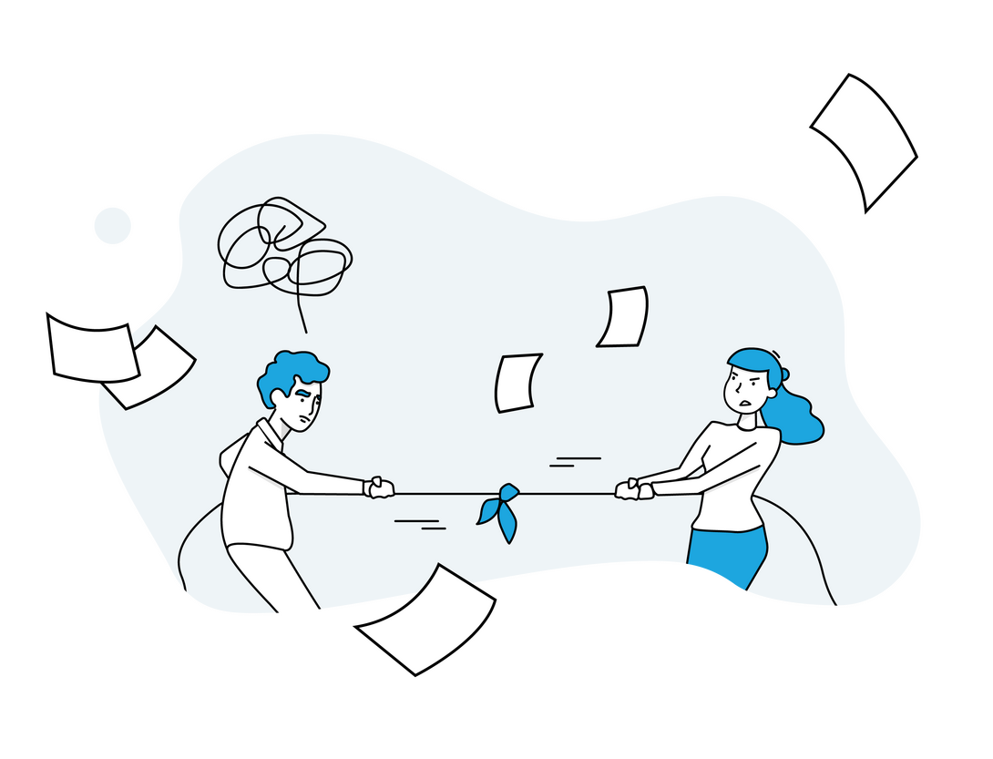 Illustration, Konflikt Vertrieb Produktion